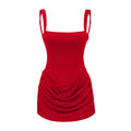 Paulette Bright Red Ruched Bodycon Mini Dress
