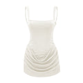 Paulette White Ruched Bodycon Mini Dress (Final Sale-US Only)