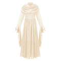 Vestido largo Danuta Neutral Ruched Pleated Maxi Dress en color neutro, con plisados y diseño ajustado.