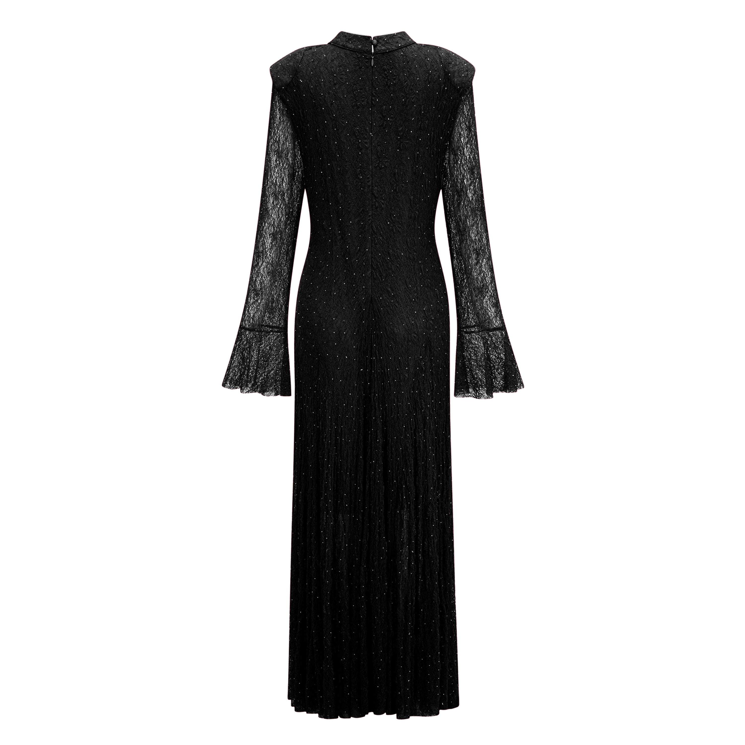 Justyna Black Rhinestone Guipure Lace Maxi Dress (Final Sale-US Only)
