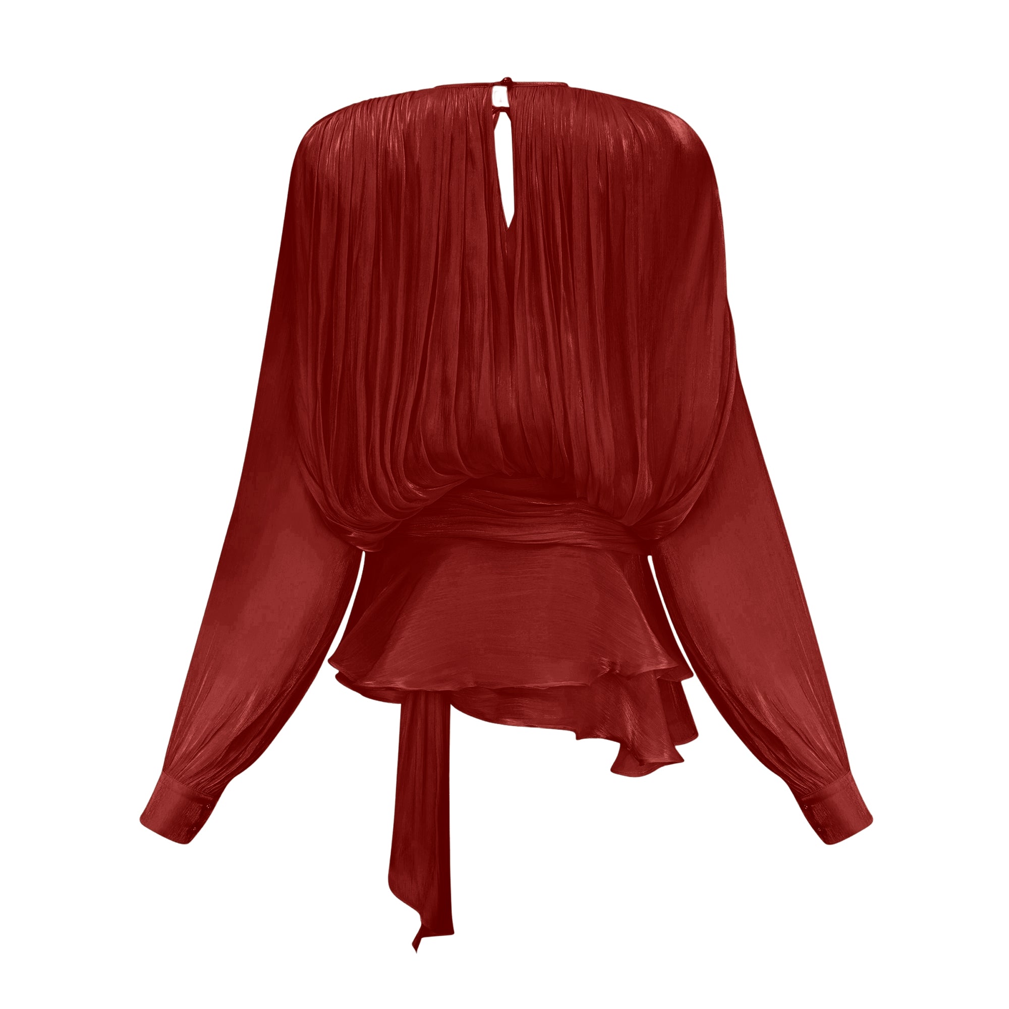 Eugénie Vestido mini rojo con volantes y pliegues