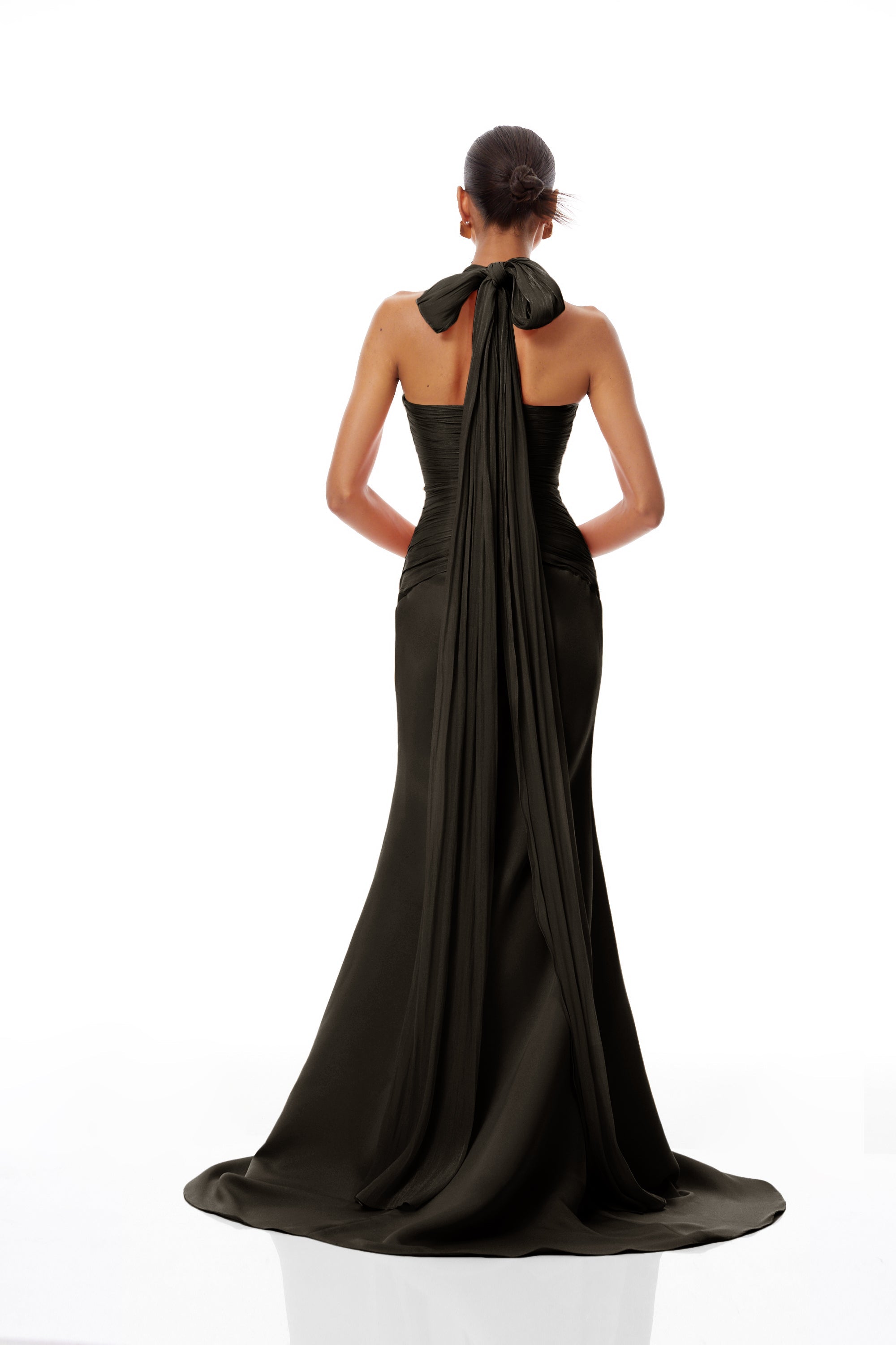 Emmeline Black Train Design Gathered Maxi Dress (Final Sale-US Only)