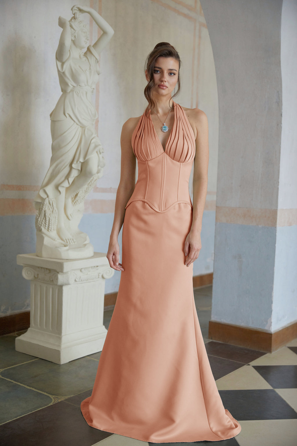 Aurélie Orange Halterneck Mermaid Maxi Dress (Final Sale-US Only)