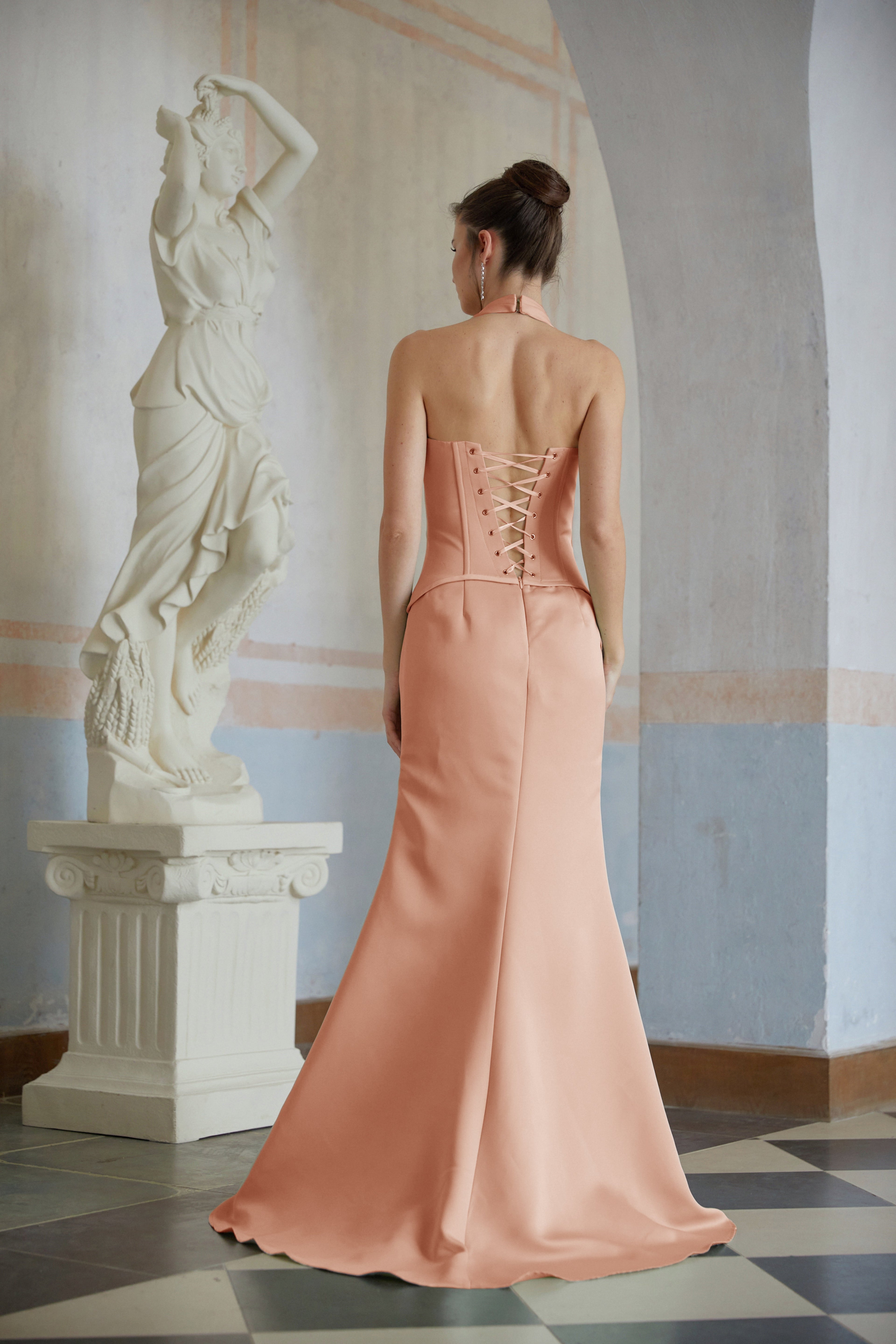 Aurélie Orange Halterneck Mermaid Maxi Dress (Final Sale-US Only)
