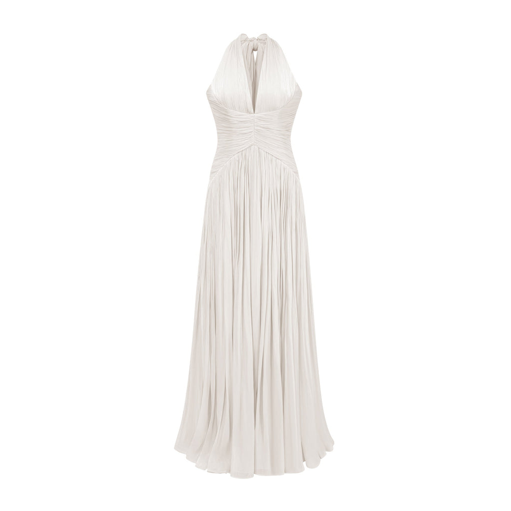 Térébenthine White Glossy Gathered Maxi Dress