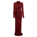 Arlette Red Asymmetrical Ruched Maxi Dress