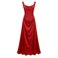 Fiona Red Satin Square Neck Maxi Dress (Final Sale-US Only)