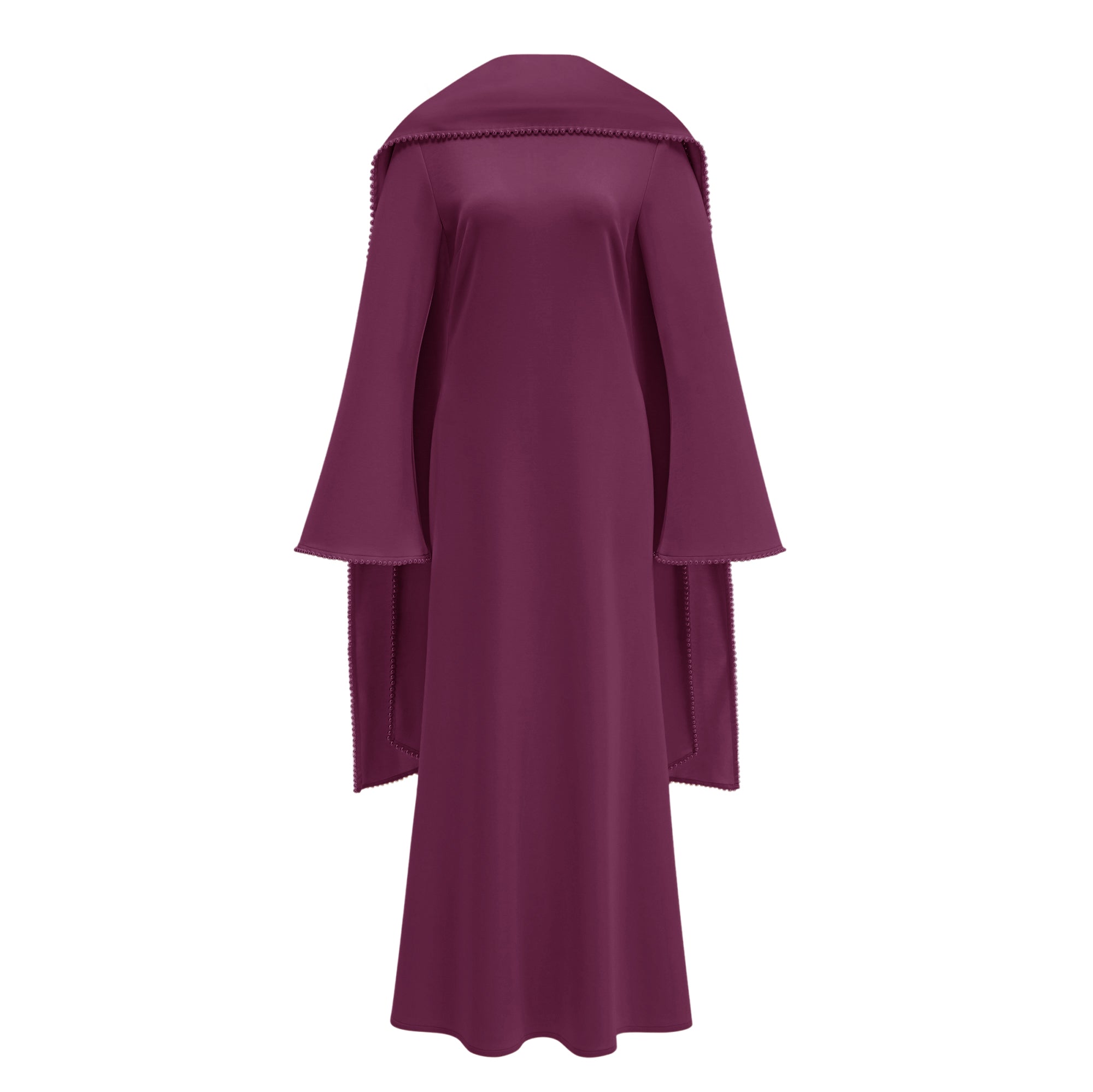 Piroska Purple Pearl Trim Shawl Detail Maxi Dress (Final Sale-US Only)