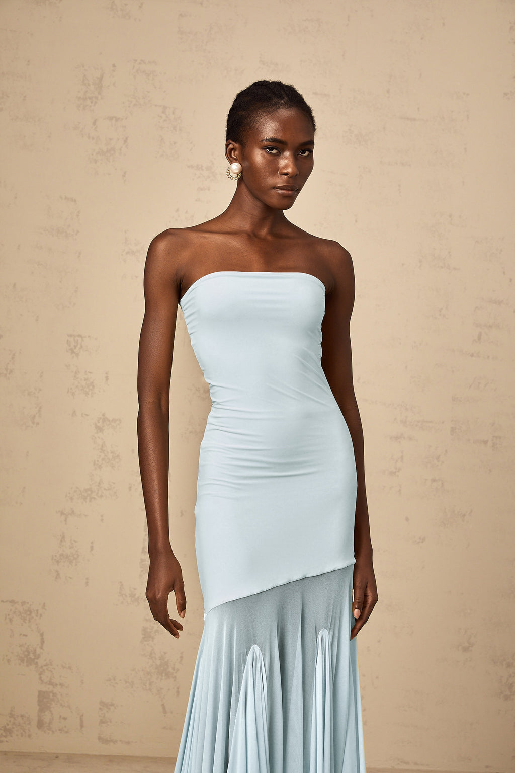 Josiane Blue Off-shoulder Sheer Tulle Maxi Dress (Final Sale-US Only)