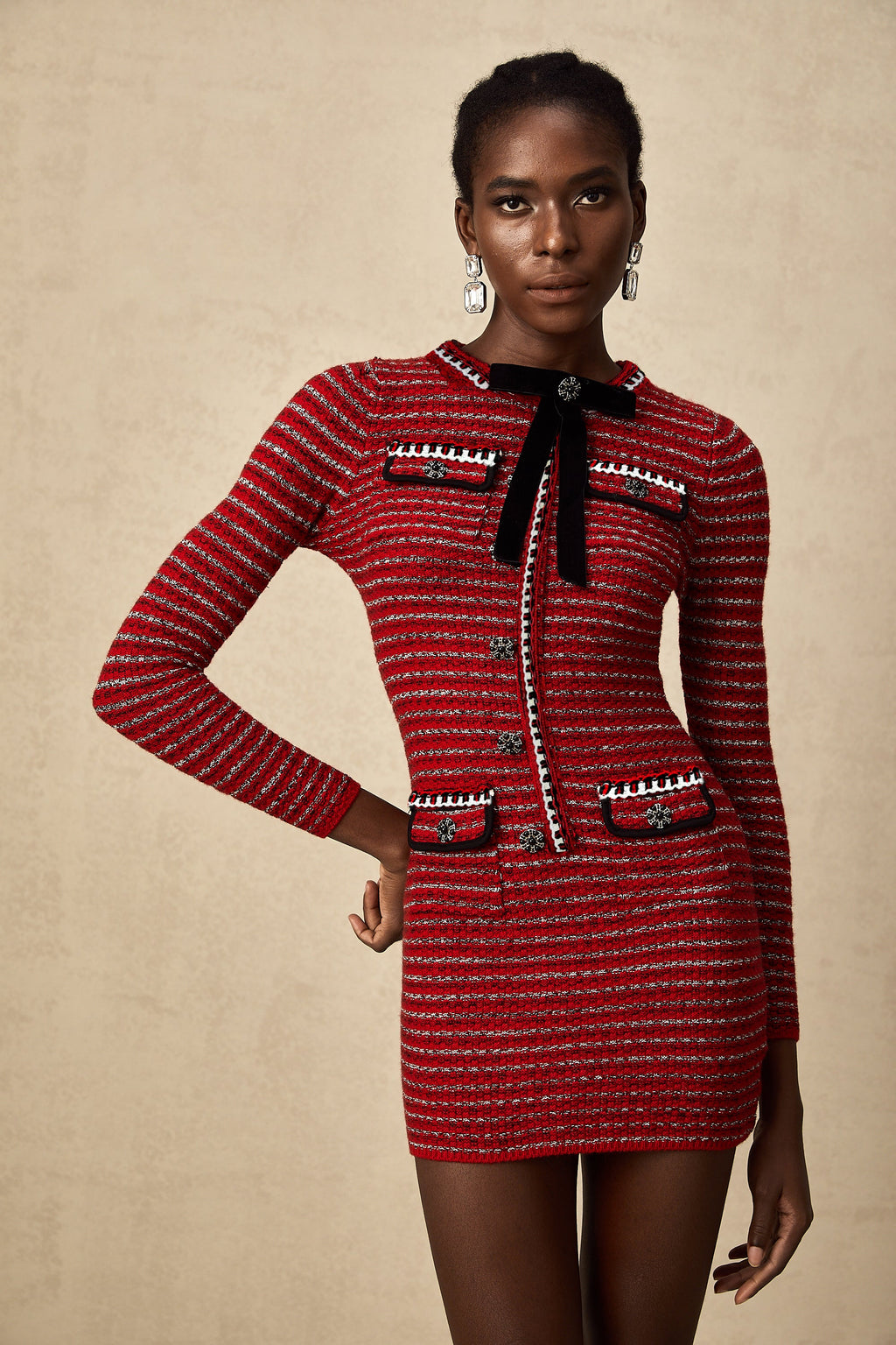Faustine bow-detailed knit mini dress (Final Sale-US Only)