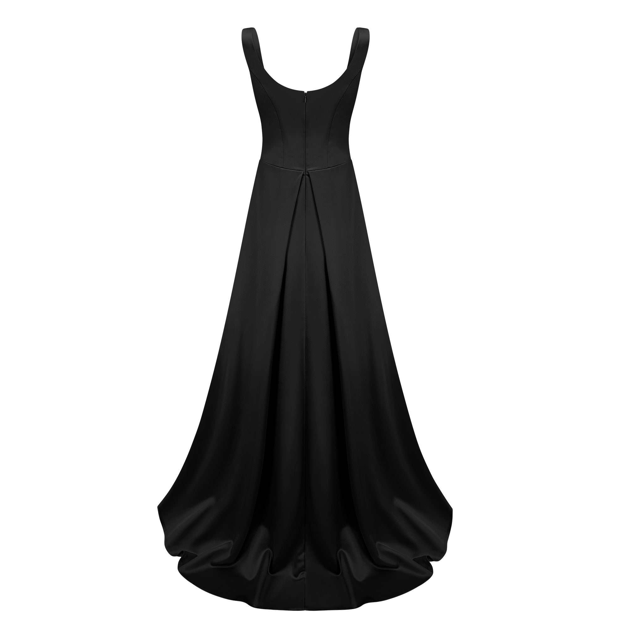 Fiona Black Satin Square Neck Maxi Dress (Final Sale-US Only)