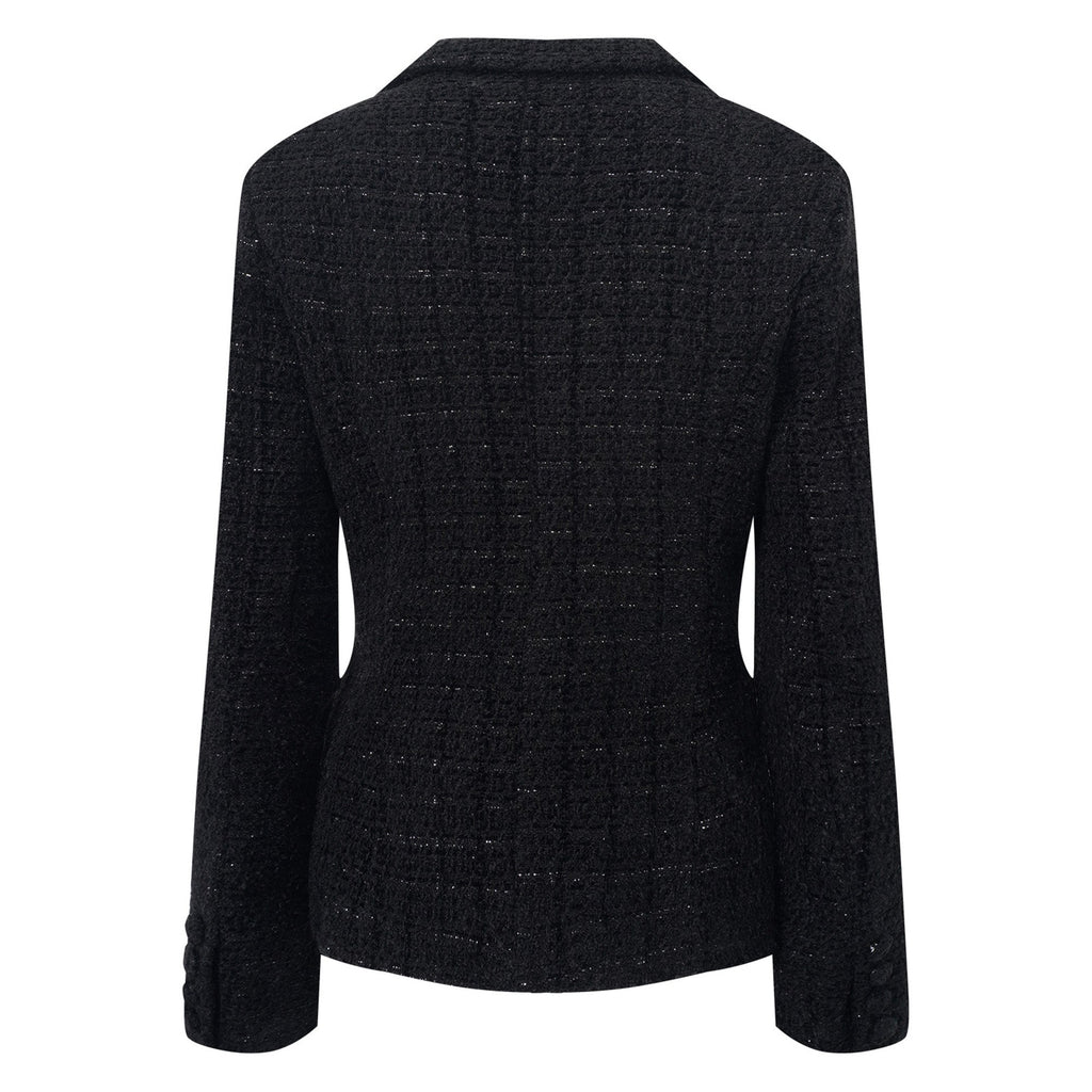 Conjunto de chaqueta de tweed negro y falda de satén de la marca Final Sale, vista en la imagen 1308.