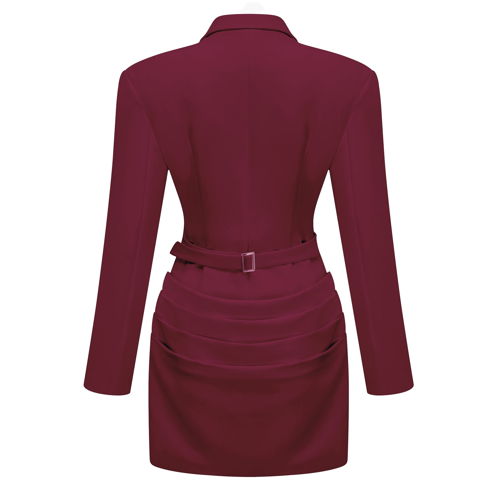 Rosette Burgundy Ruched Blazer Mini Dress (Final Sale-US Only)