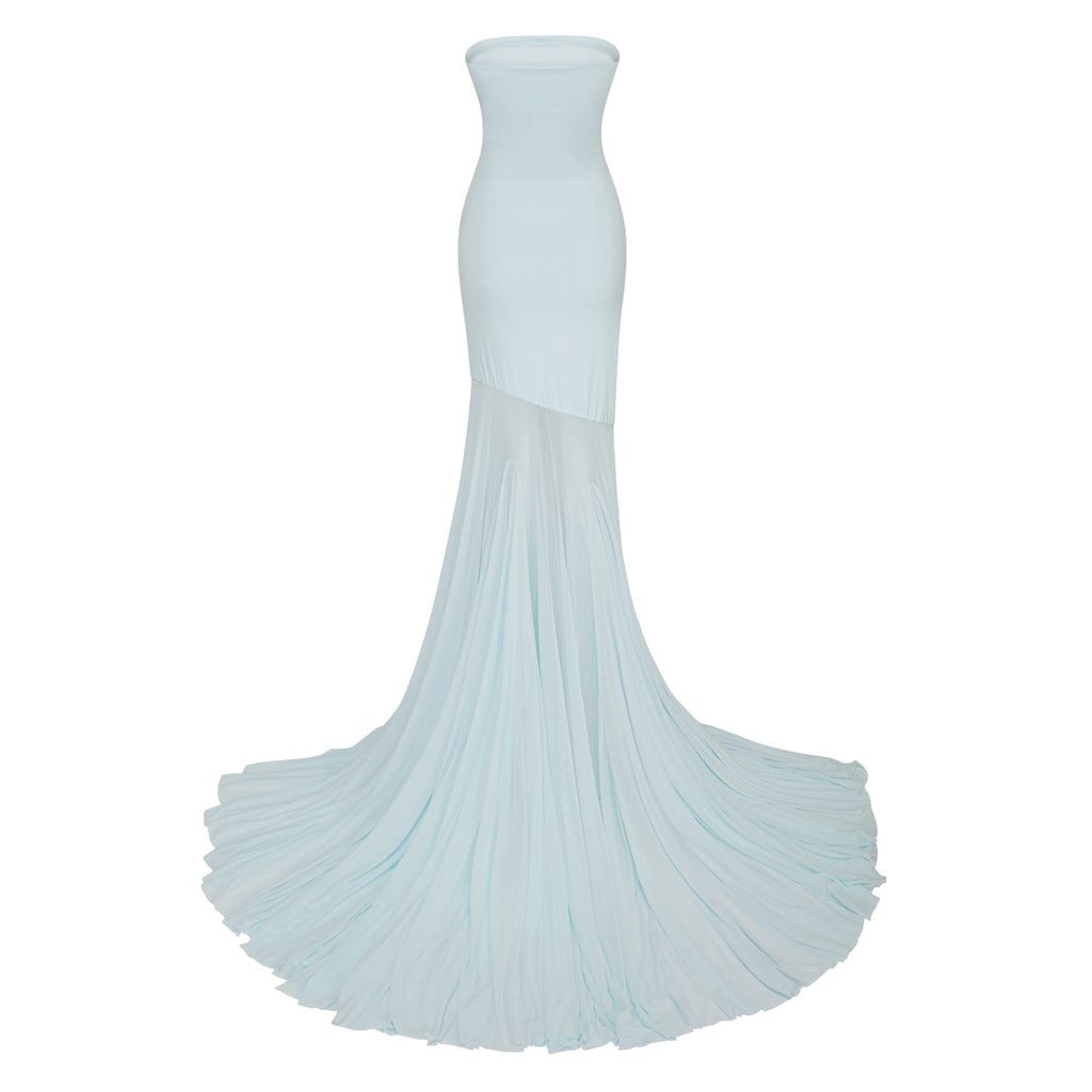 Josiane Blue Off-shoulder Sheer Tulle Maxi Dress (Final Sale-US Only)