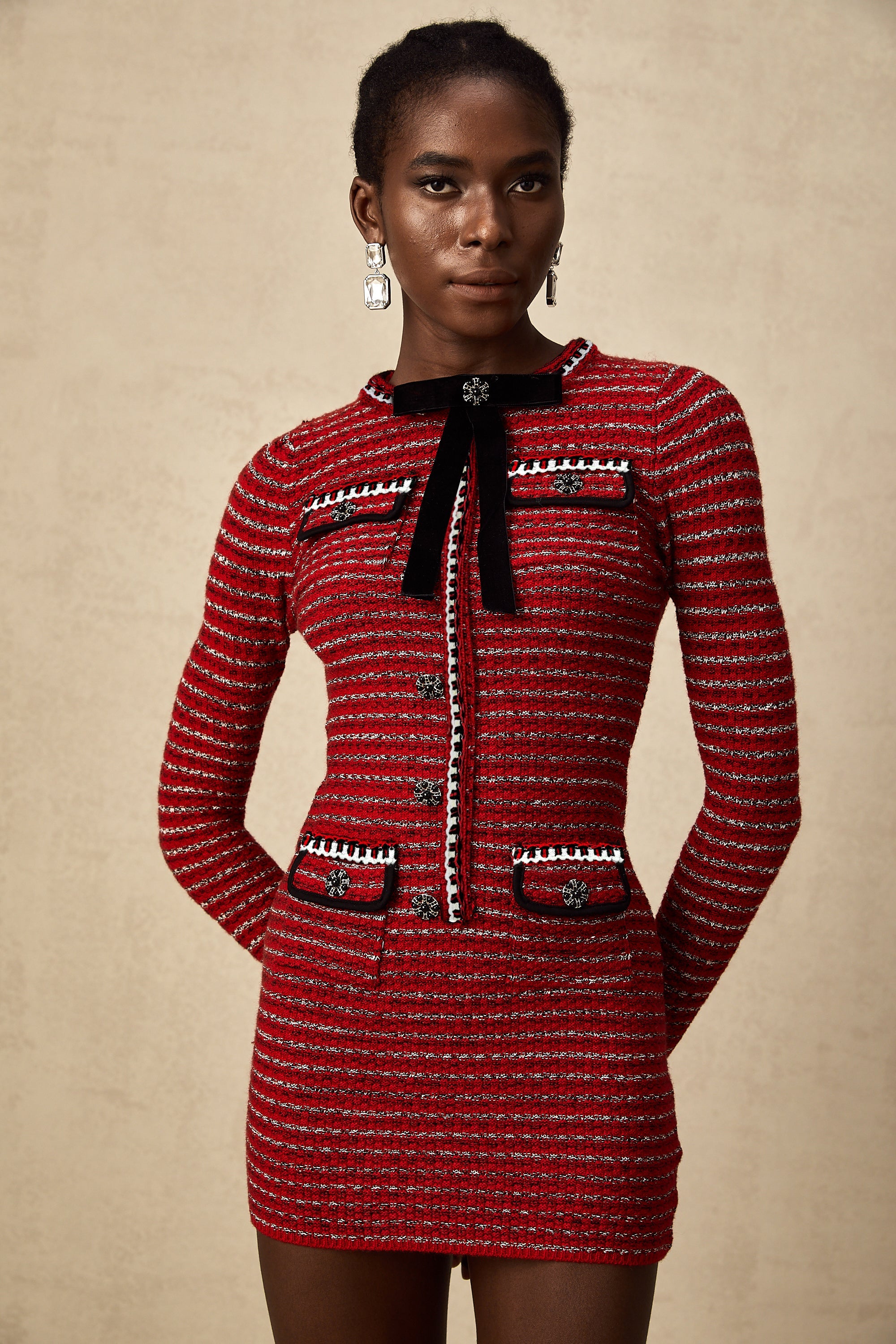 Faustine bow-detailed knit mini dress (Final Sale-US Only)