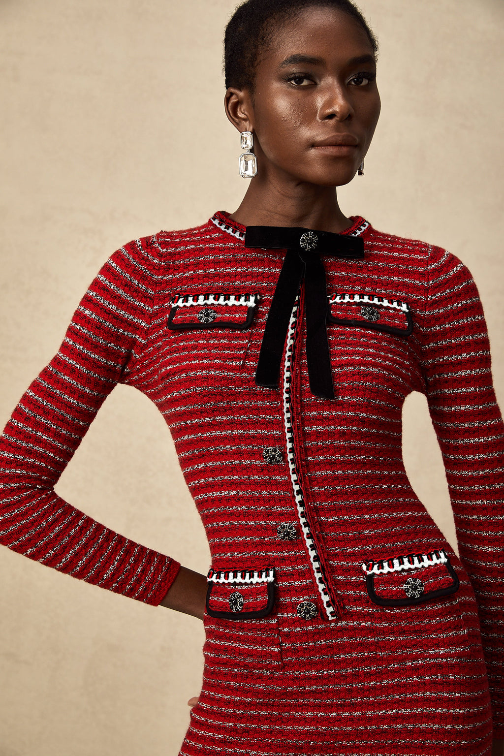 Faustine bow-detailed knit mini dress (Final Sale-US Only)