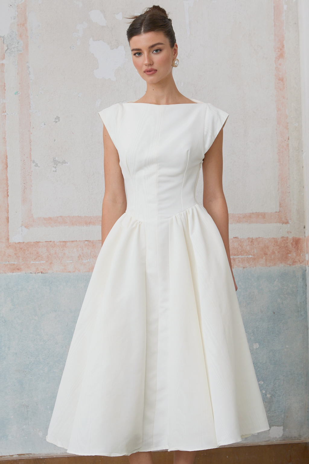 Amandine white open-back cap-sleeve midi dress (Final Sale-US Only)