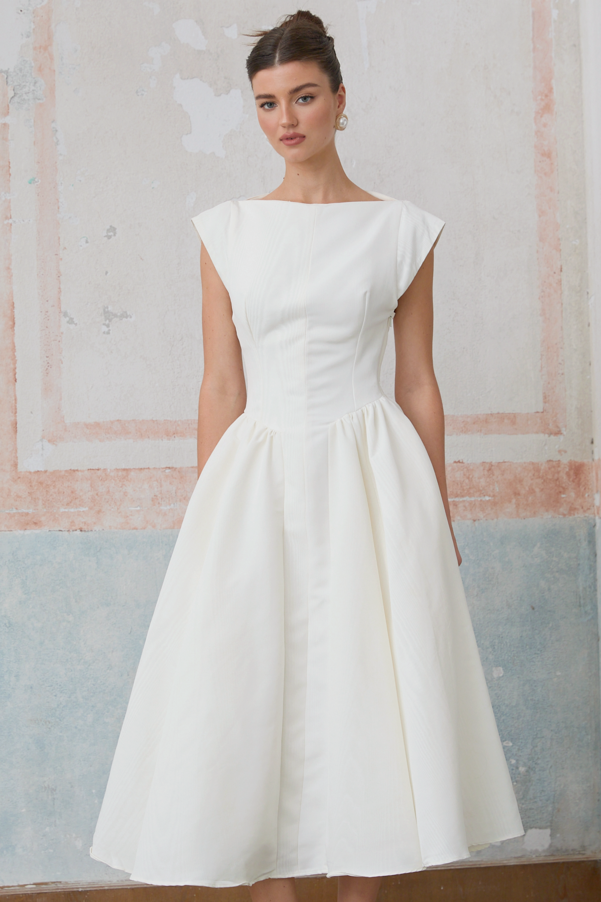 Amandine white open-back cap-sleeve midi dress (Final Sale-US Only)