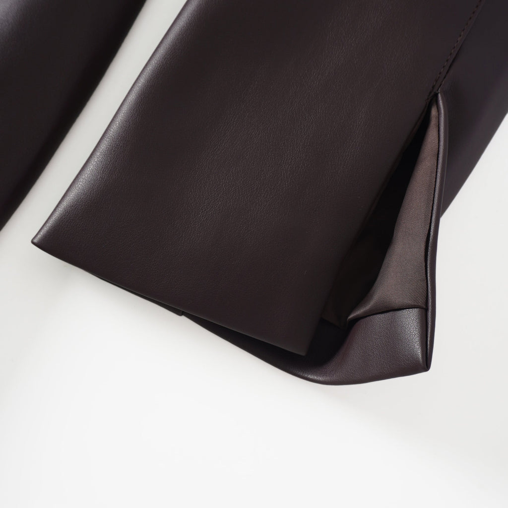 Solange Brown Leather Mini Blazer Dress (Final Sale-US Only)