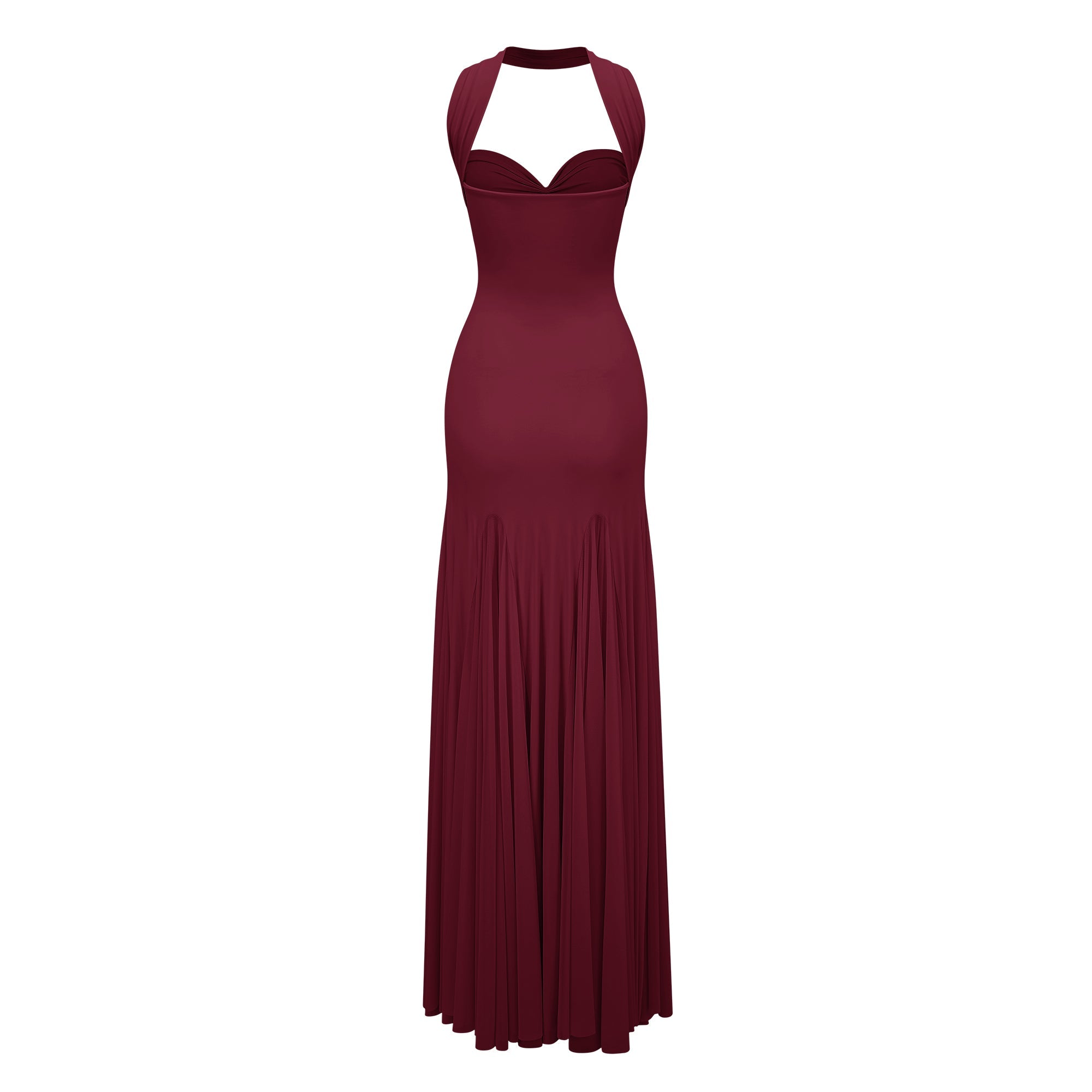 Vestido largo rojo Rêverie con escote corazón, diseño maxi, ideal para ocasiones especiales, en color vibrante y elegante.