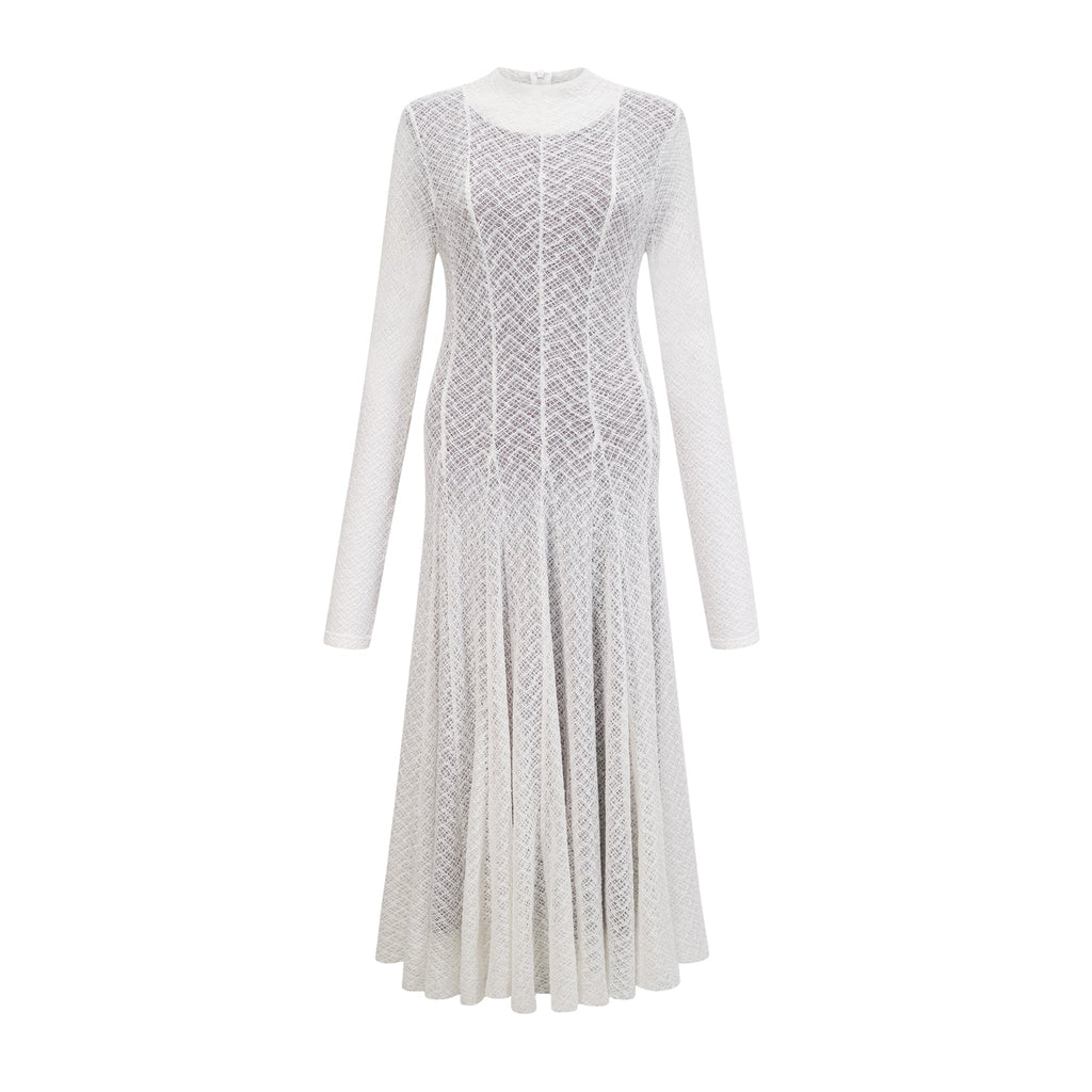Athena wavy-pattern lace maxi dress in White  (Final Sale-US Only)