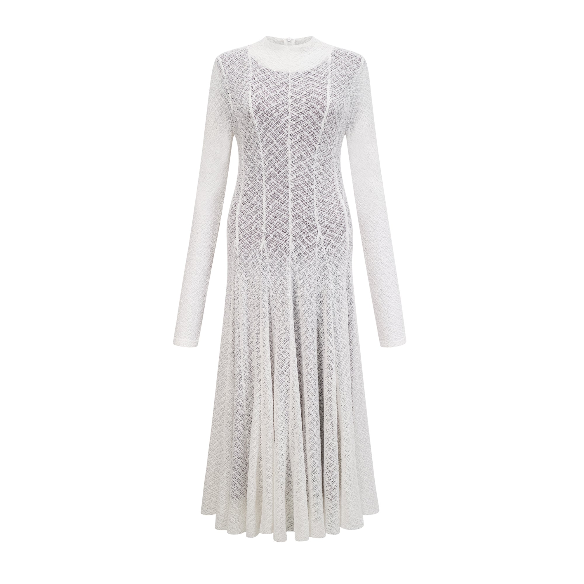 Athena wavy-pattern lace maxi dress in White  (Final Sale-US Only)