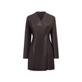 Solange Brown Leather Mini Blazer Dress (Final Sale-US Only)