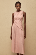 Sérénité Lilac Cross-Over Mesh Midi Dress (Final Sale-US Only)