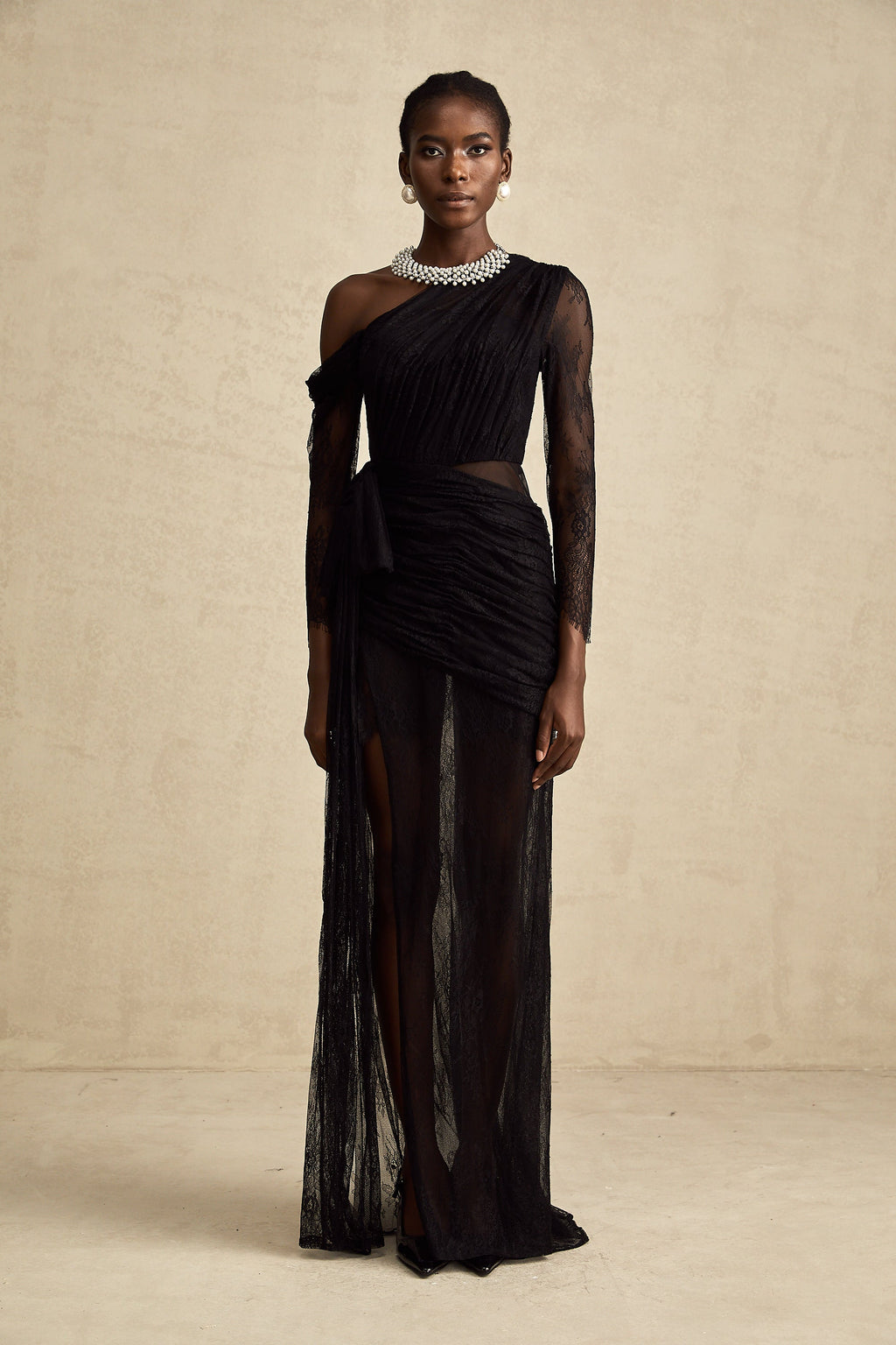 Jeanne black one-shoulder cut-out maxi dress (Final Sale-US Only)