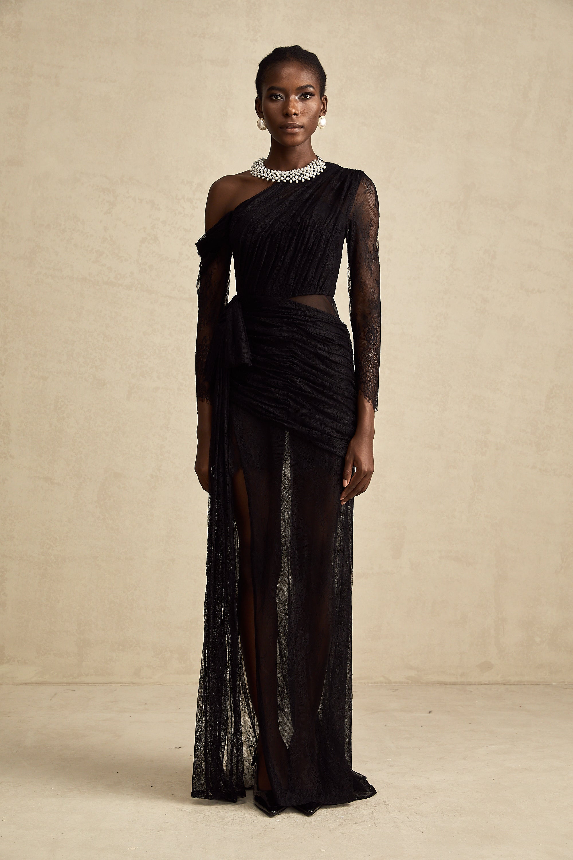 Jeanne black one-shoulder cut-out maxi dress (Final Sale-US Only)