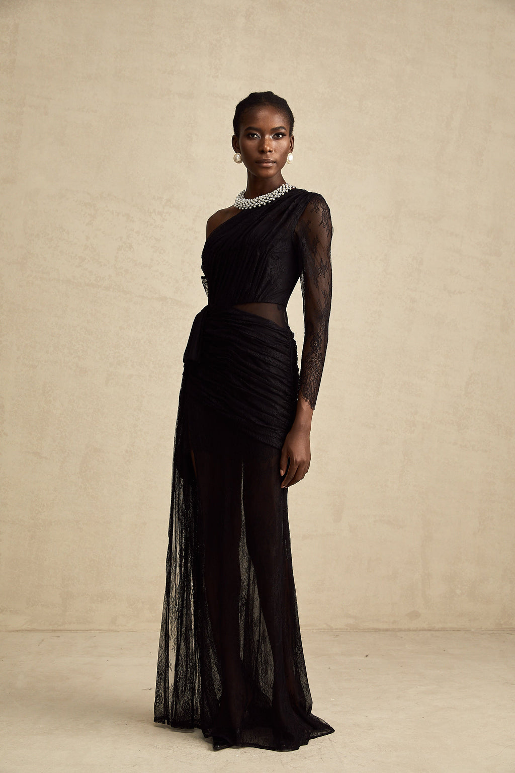 Jeanne black one-shoulder cut-out maxi dress (Final Sale-US Only)