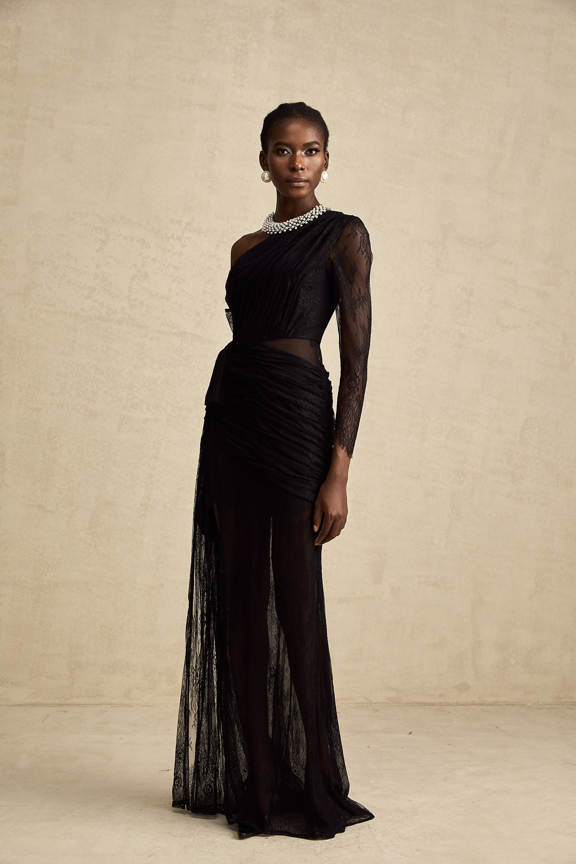 Jeanne black one-shoulder cut-out maxi dress (Final Sale-US Only)