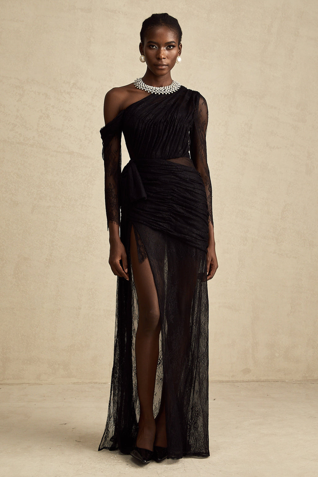 Jeanne black one-shoulder cut-out maxi dress (Final Sale-US Only)