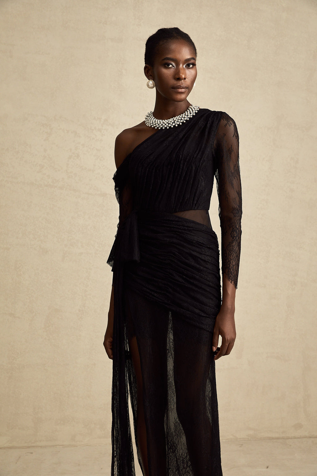 Jeanne black one-shoulder cut-out maxi dress (Final Sale-US Only)