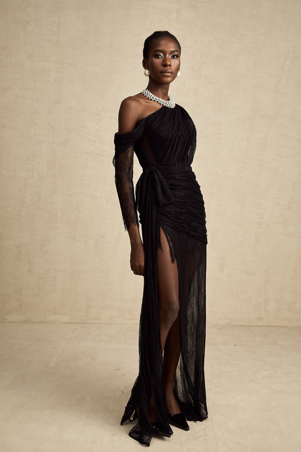 Jeanne black one-shoulder cut-out maxi dress (Final Sale-US Only)