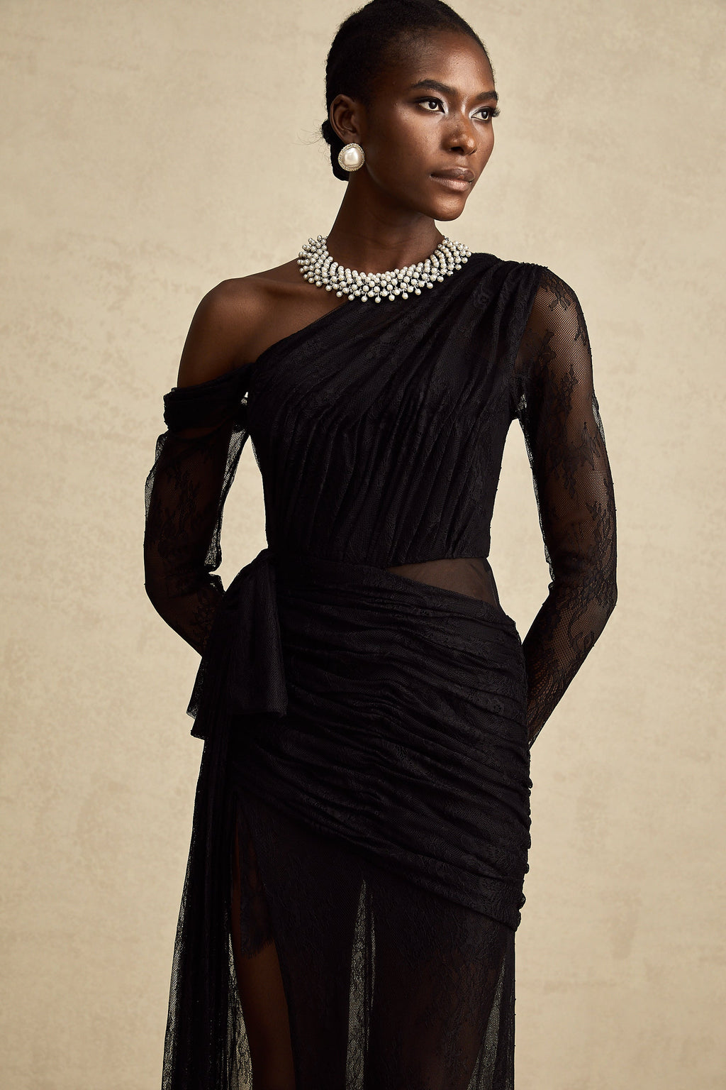 Jeanne black one-shoulder cut-out maxi dress (Final Sale-US Only)