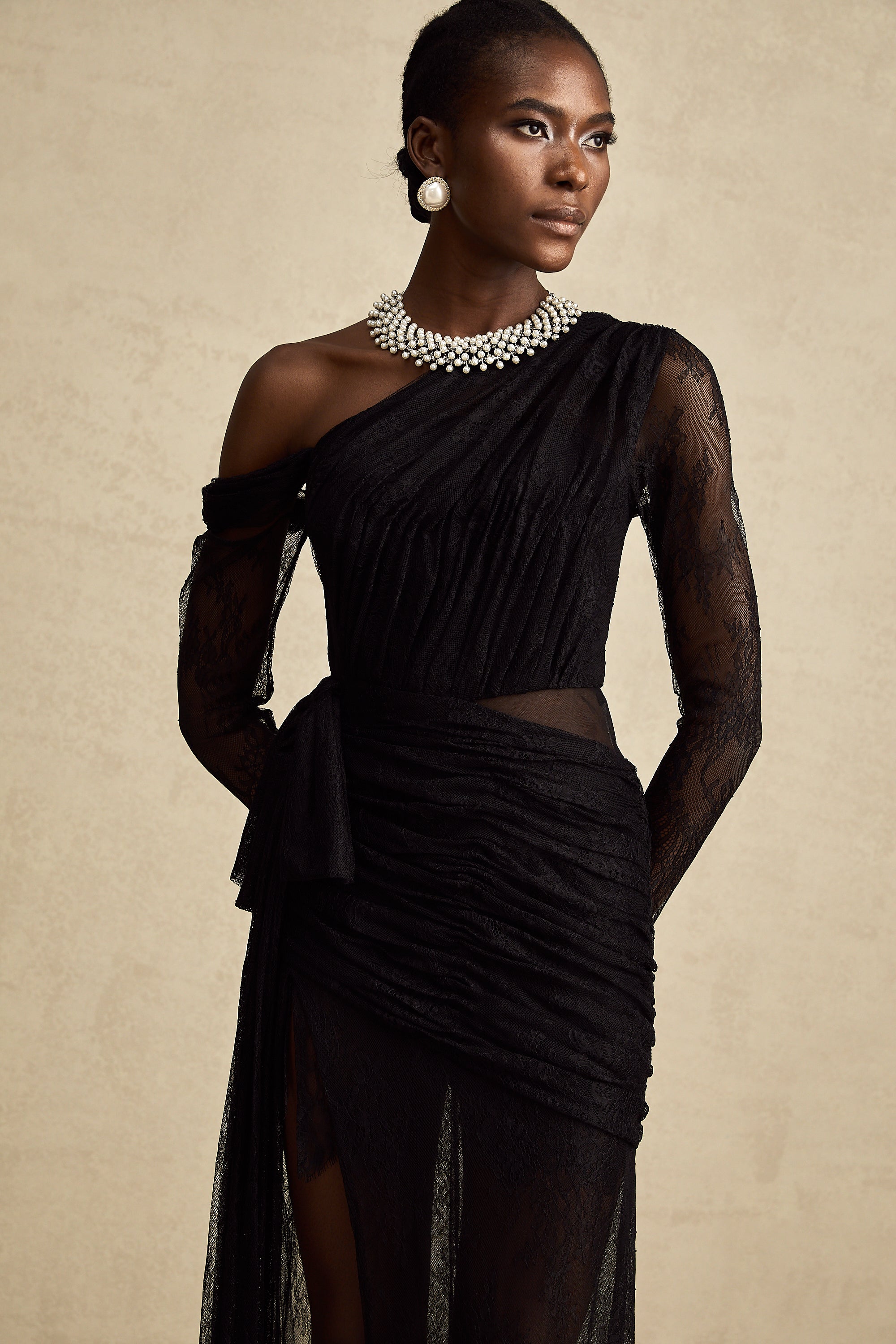 Jeanne black one-shoulder cut-out maxi dress (Final Sale-US Only)
