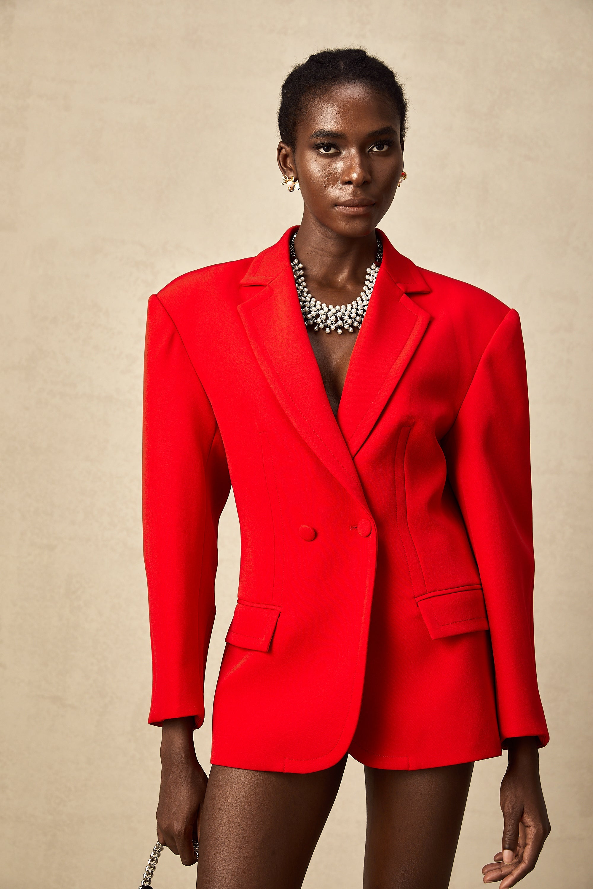 Coline red hourglass double-breasted blazer(Final Sale-US Only)