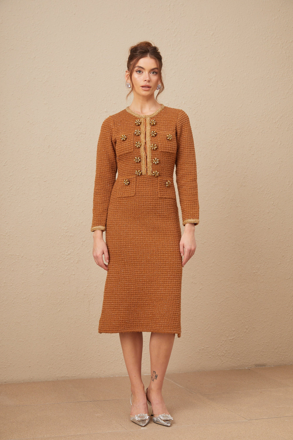 Epona brown braided-edge tweed dress (Final Sale-US Only)