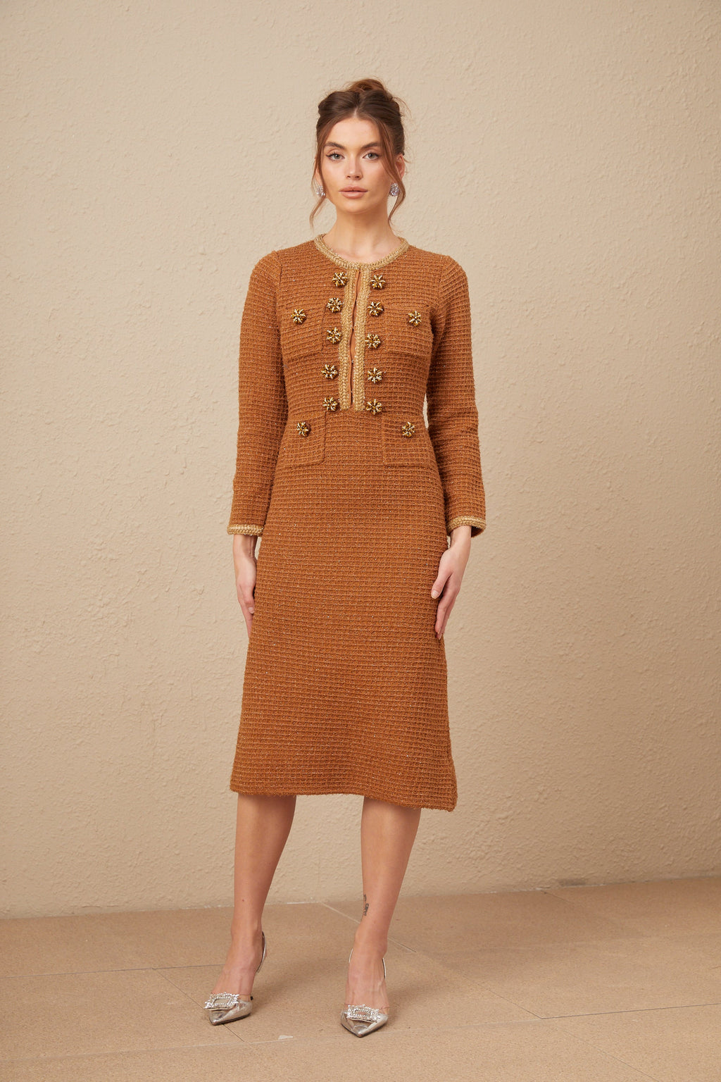 Epona brown braided-edge tweed dress (Final Sale-US Only)
