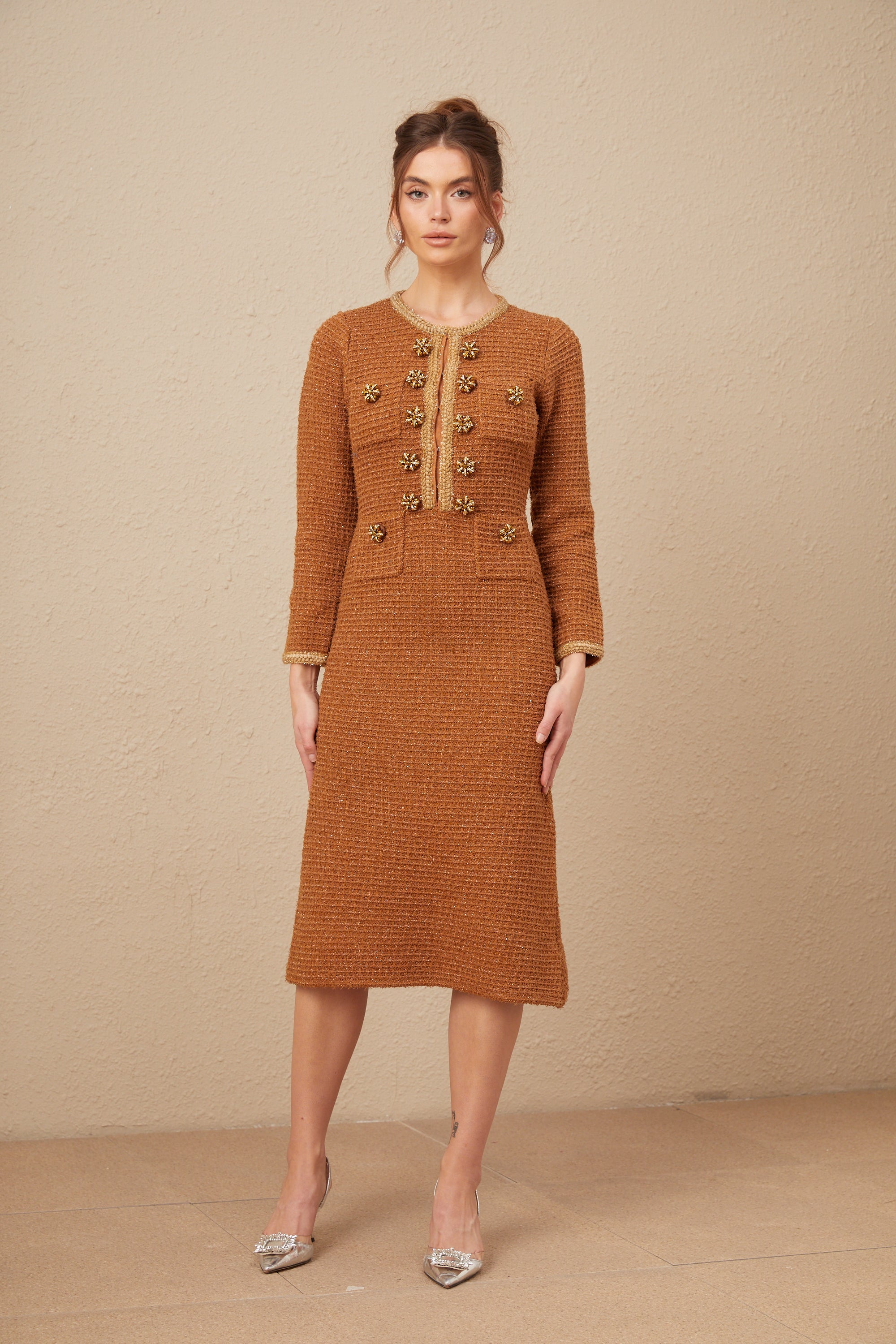 Epona brown braided-edge tweed dress (Final Sale-US Only)