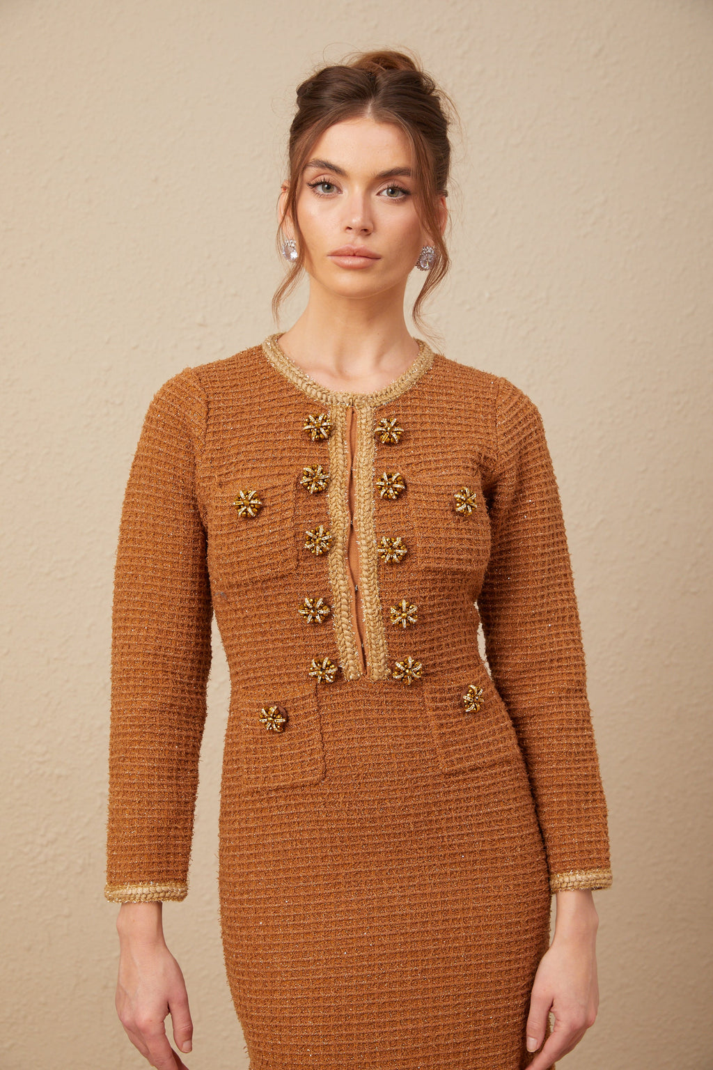 Epona brown braided-edge tweed dress (Final Sale-US Only)