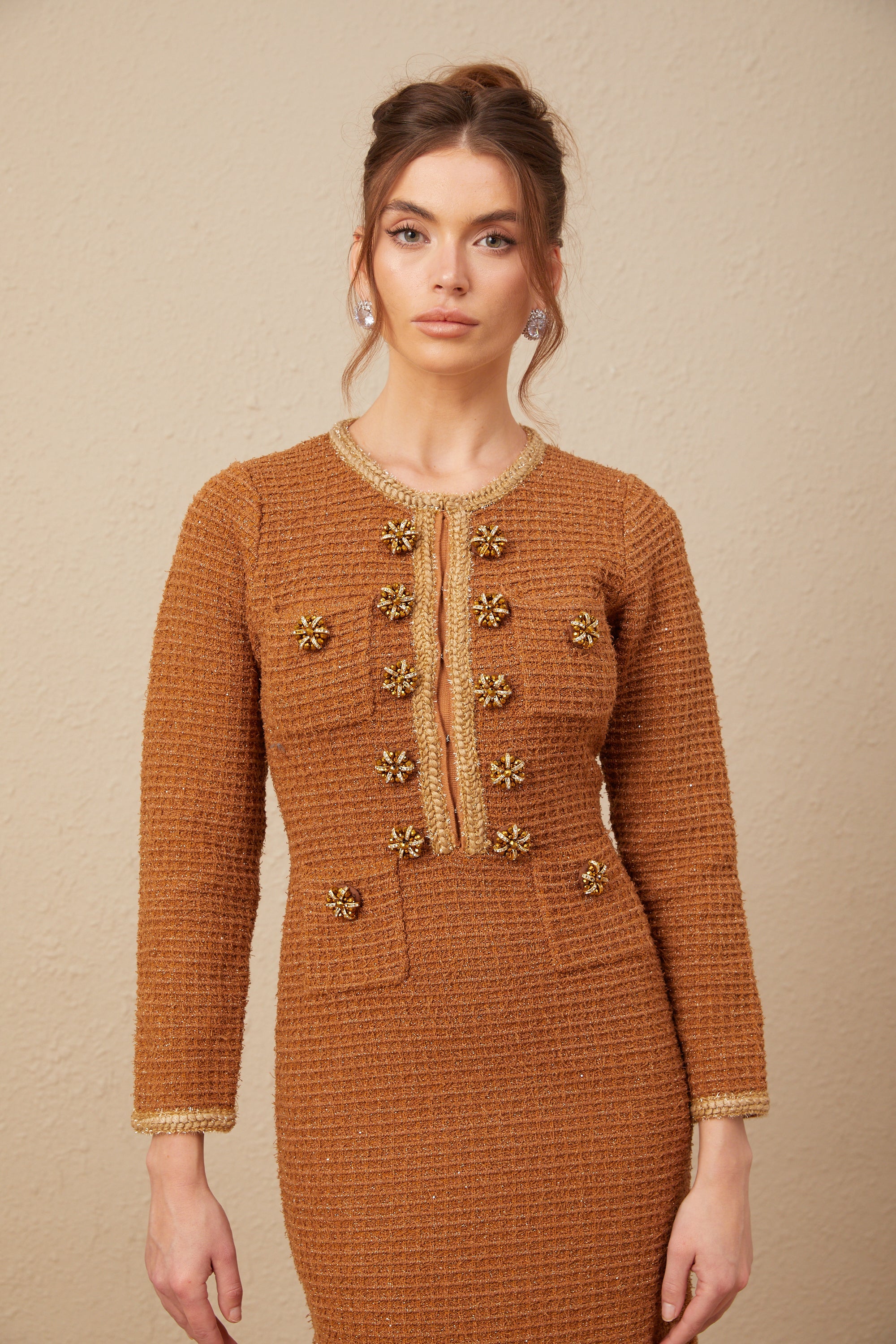 Epona brown braided-edge tweed dress (Final Sale-US Only)