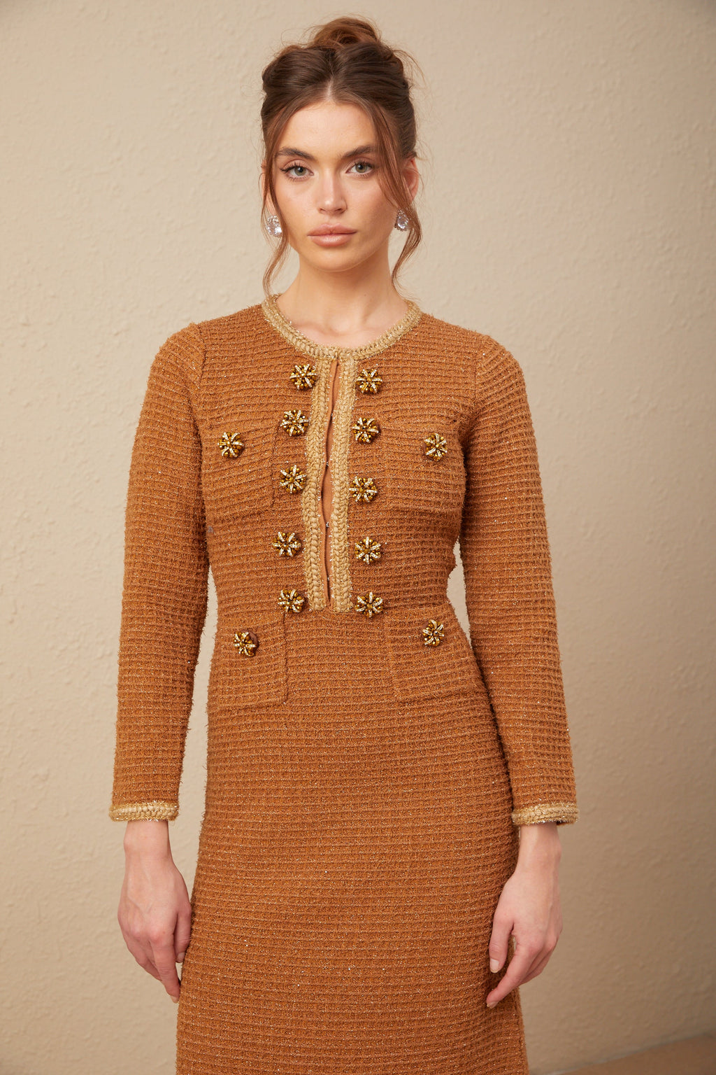 Epona brown braided-edge tweed dress (Final Sale-US Only)
