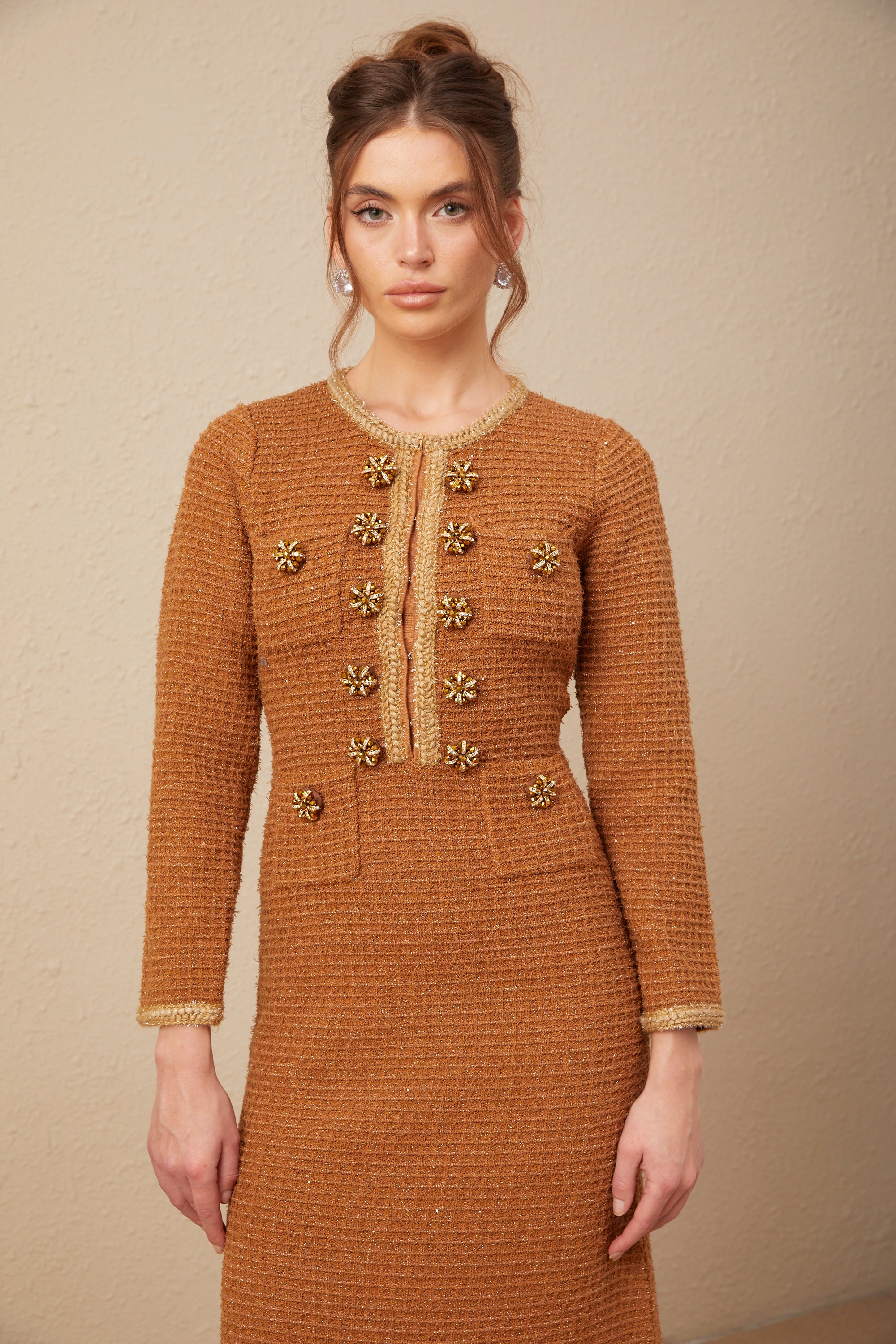 Epona brown braided-edge tweed dress (Final Sale-US Only)