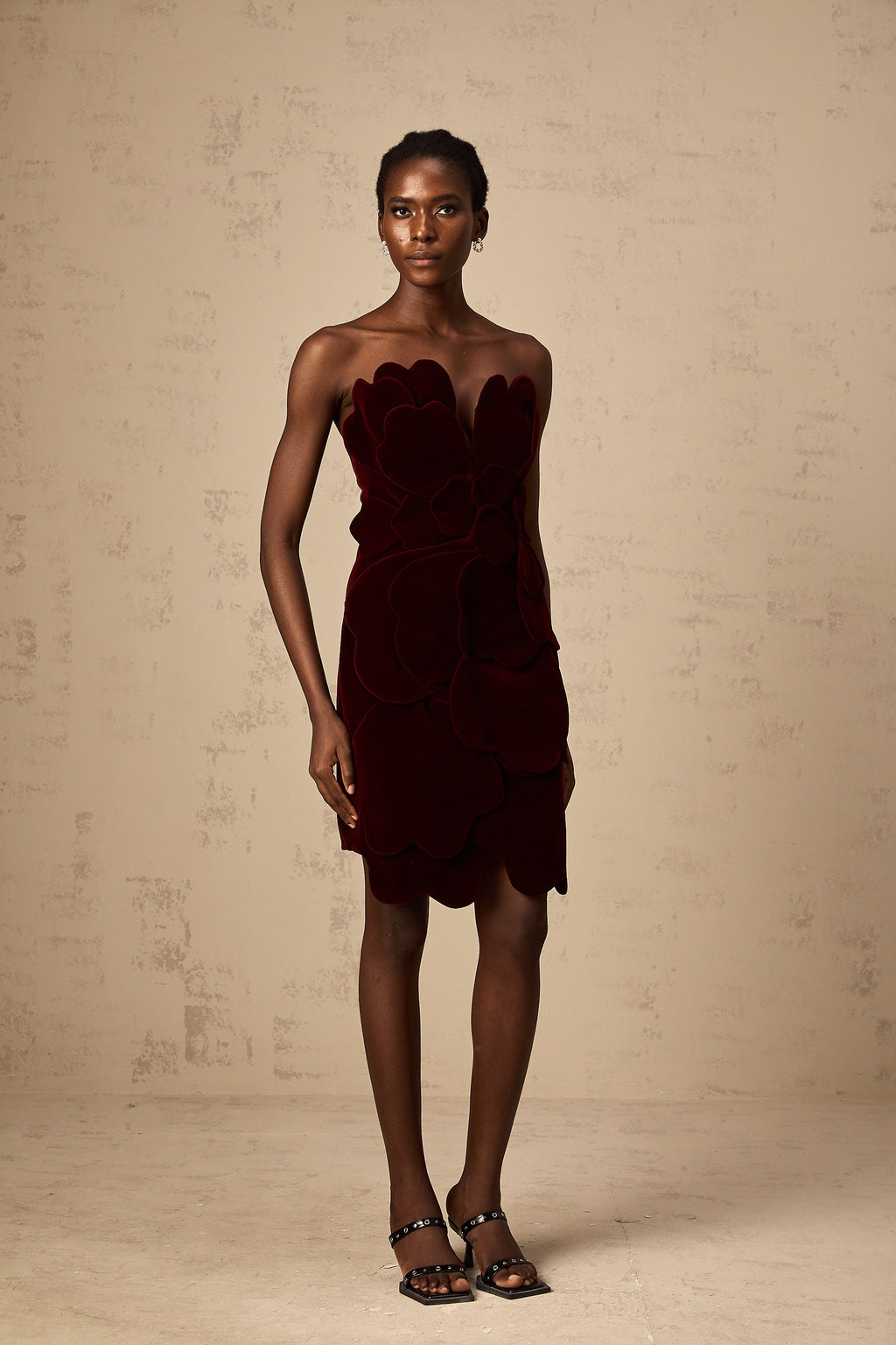 Maïwenn red floral-appliqué velvet mini dress (Final Sale-US Only)
