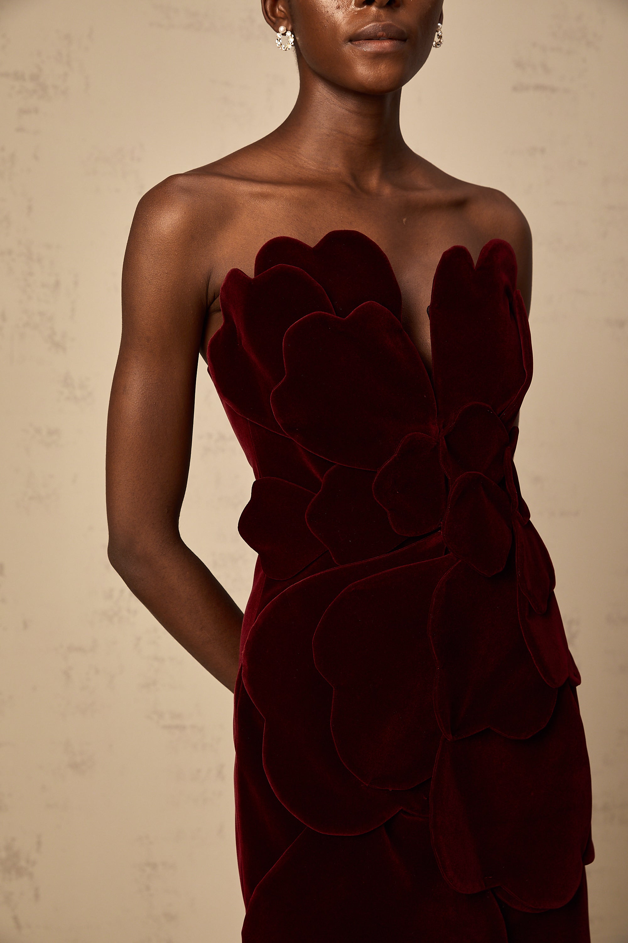Maïwenn red floral-appliqué velvet mini dress (Final Sale-US Only)