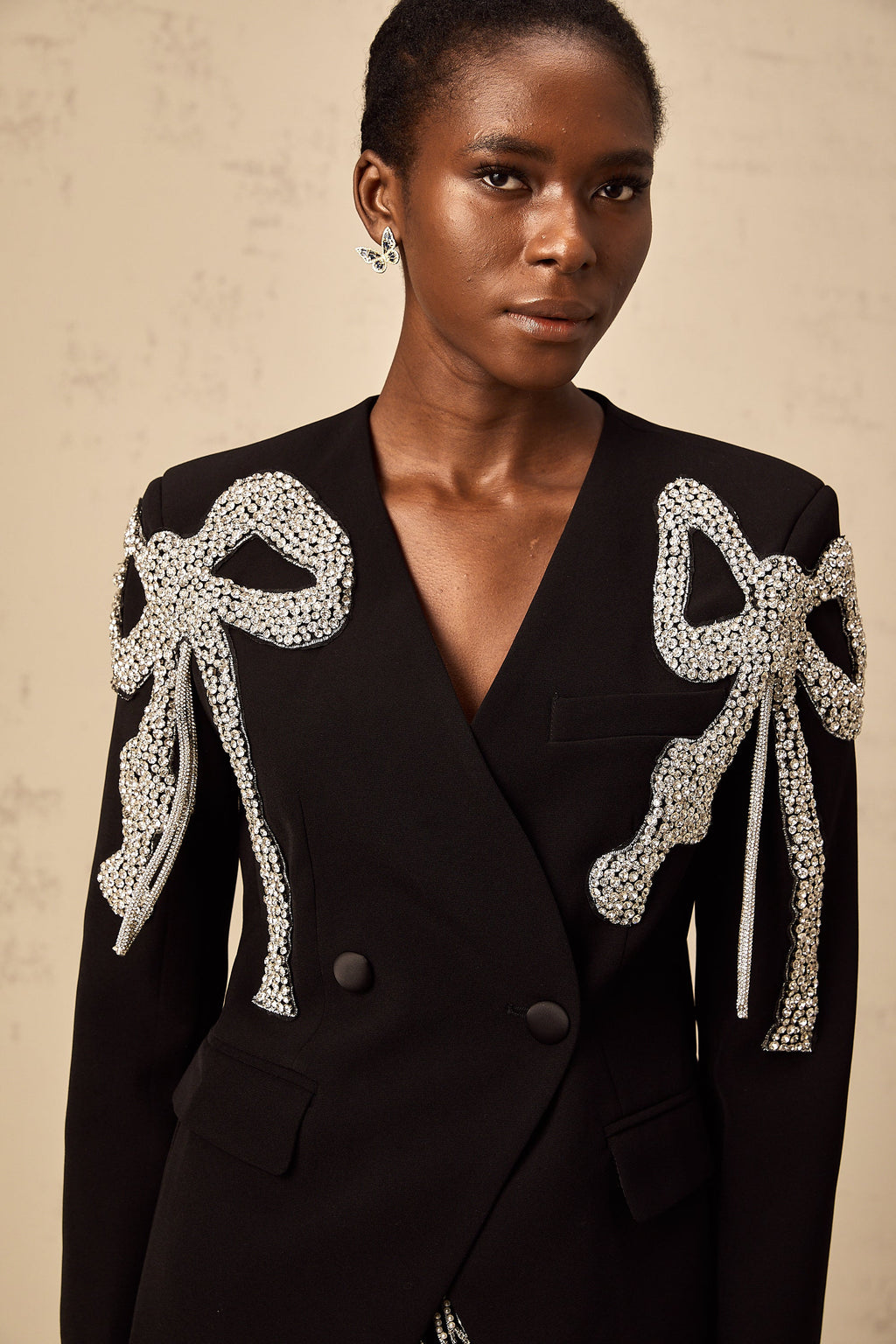 Vanessa black bow-motif embellished blazer (Final Sale-US Only)