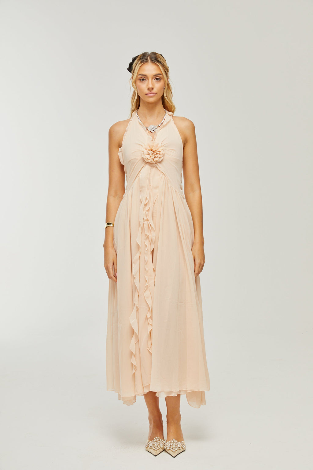 Élodie ruffled faux-flower maxi dress (Final Sale-US Only)