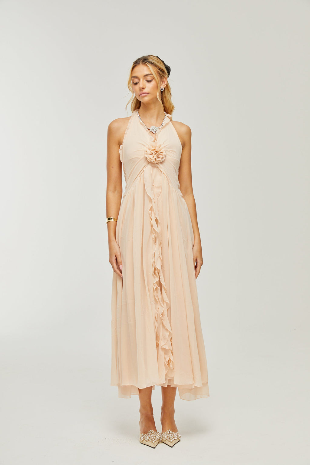 Élodie ruffled faux-flower maxi dress (Final Sale-US Only)